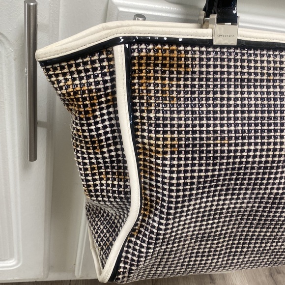 Longchamp Black and White Leather Bag